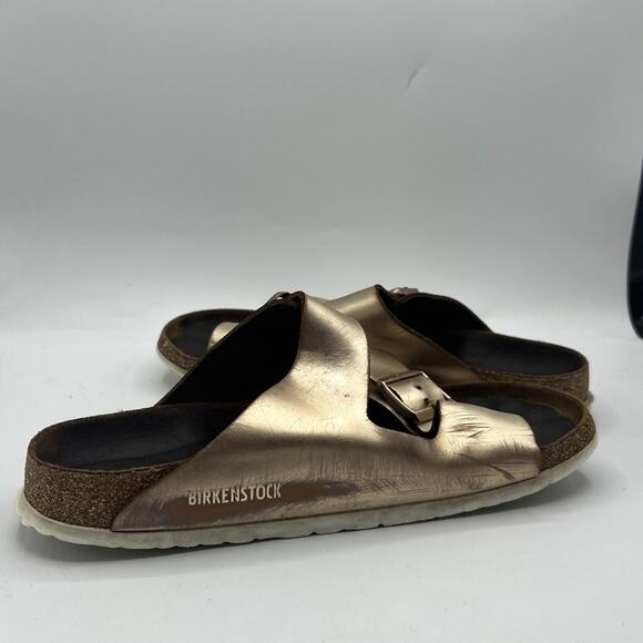 Birkenstock Arizona Rose Gold Womens Size 41 Us 9.5 Leather Soft Footbed Sandal - Picture 6 of 13